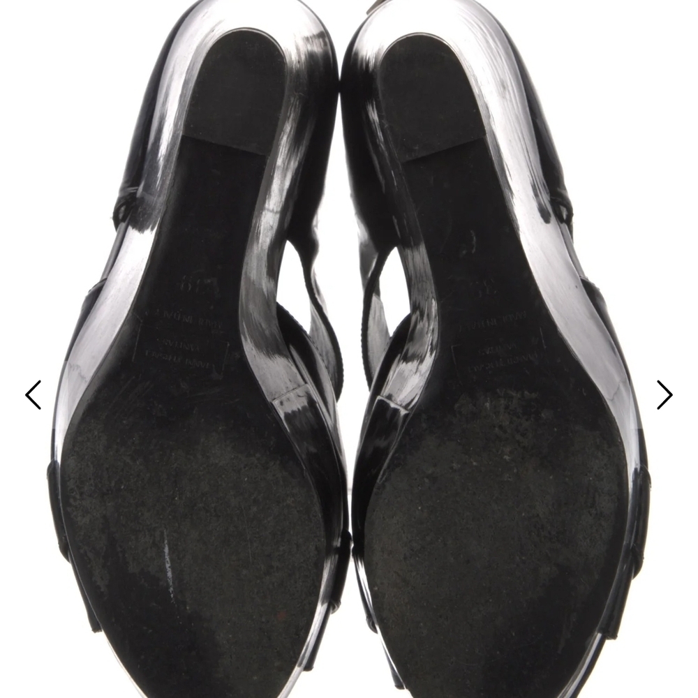 Versace Glossy Black Wedge Sandals - Picture 5 of 5